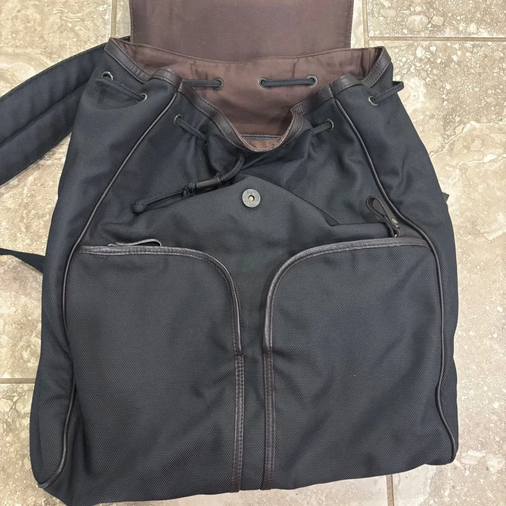 Banana Republic Nylon Backpack with Leather Trim and Front Zip Pockets‎